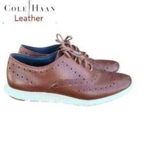 Cole Haan Zerogrand Wingtip Oxford Brown Leather Lace up Casual Comfort Loafer 8